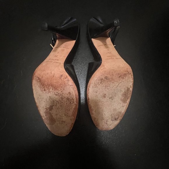 Kate Spade black patent leather slingback shoes size 7.5 - Picture 6 of 12